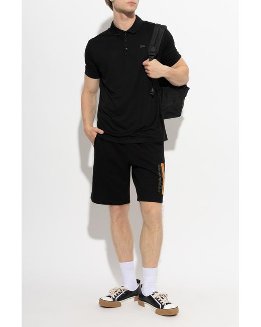 EA7 Black Polo With Logo Application for men