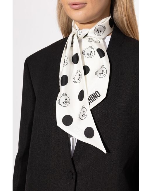 Moschino White Silk Scarf