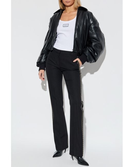 Versace Black Creased Trousers With Studs