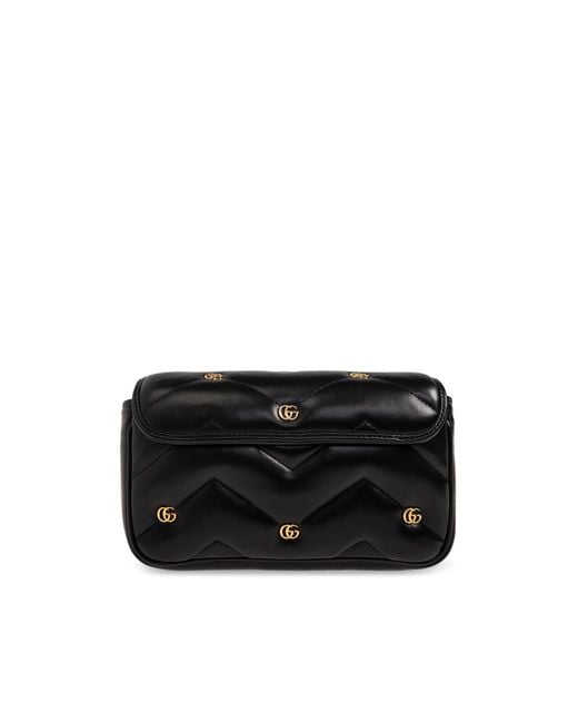 Gucci Black 'GG Marmont Mini' Quilted Shoulder Bag,