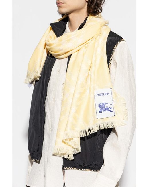 Burberry Blue Scarf With Logo Patch