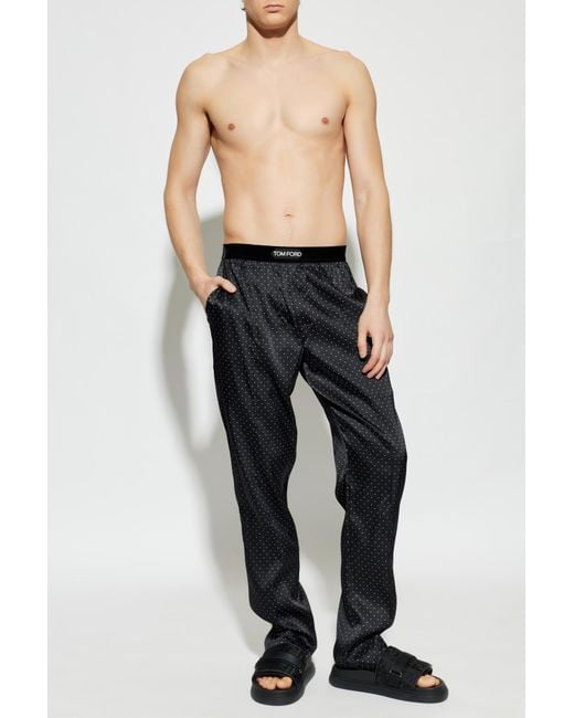 Tom Ford Black Silk Pajama Bottoms for men