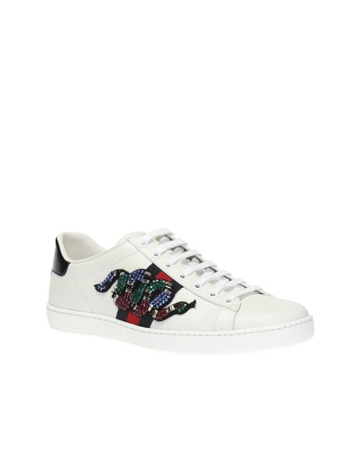 Gucci 'ace' Motif Sneakers in White | Lyst