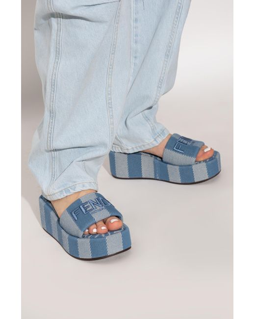 Fendi Blue Platform Sandals