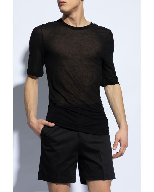 AMI Black T-Shirt With Round Neckline for men