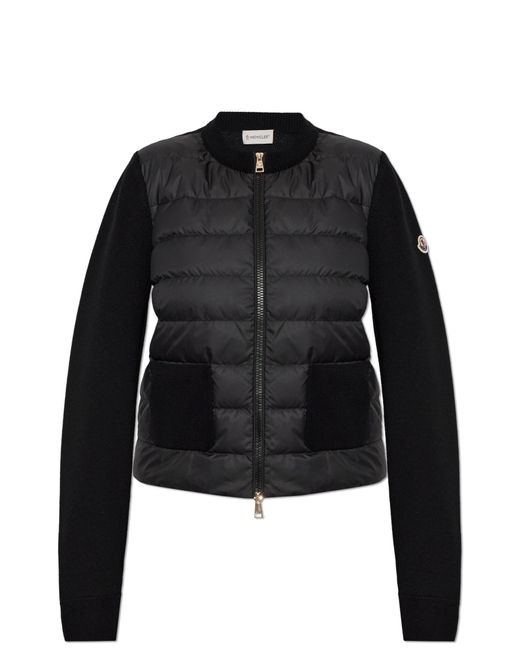 Moncler Black Cardigan With Quilted Front
