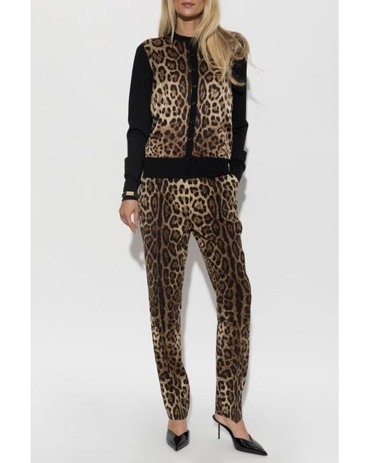 Dolce & Gabbana Black Cardigan With Animal Motif