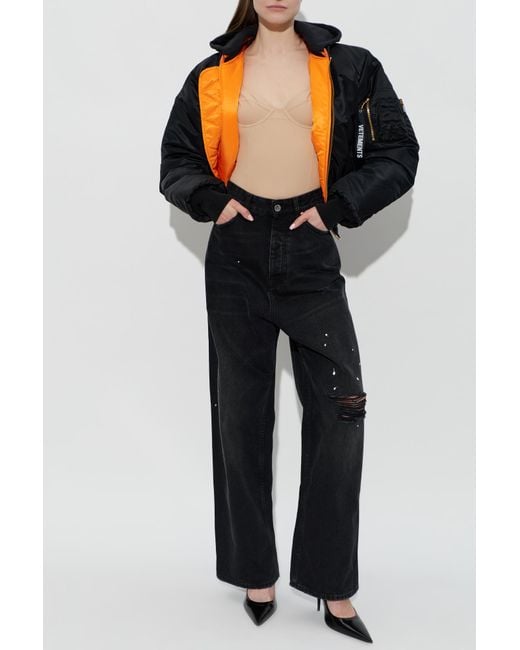Vetements Black Vintage-Effect Jeans