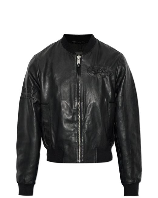 AllSaints Blue Leather Jacket 'Orten'