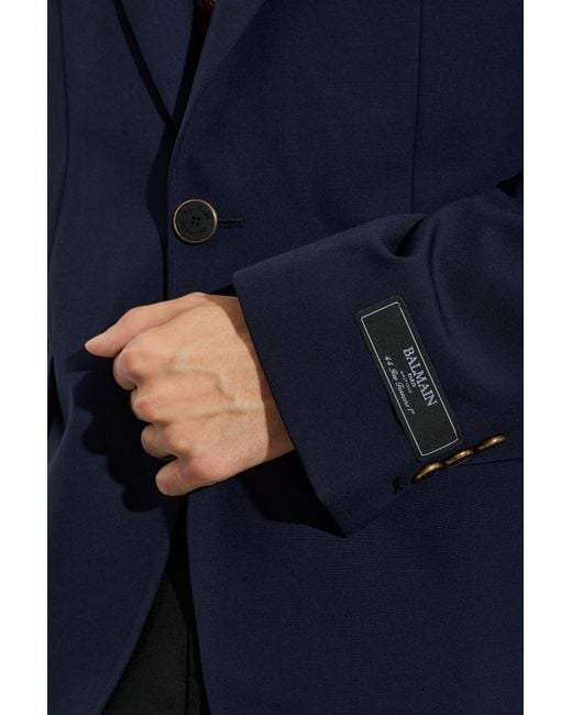 Balmain Blue Wool Blazer for men