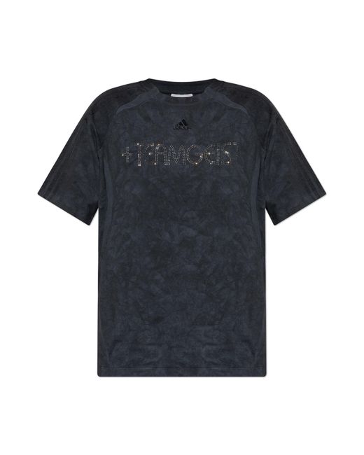 Adidas Black T-Shirt With Shimmering Appliqués