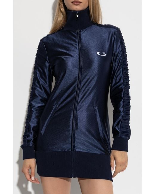 Balenciaga Blue Dress With Decorative Draping On The Sleeves