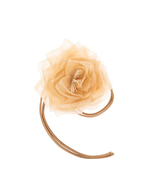 Max Mara White Brooch With Floral Motif