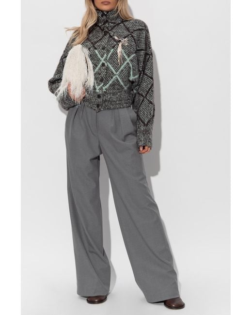 Dries Van Noten Gray Wool Trousers