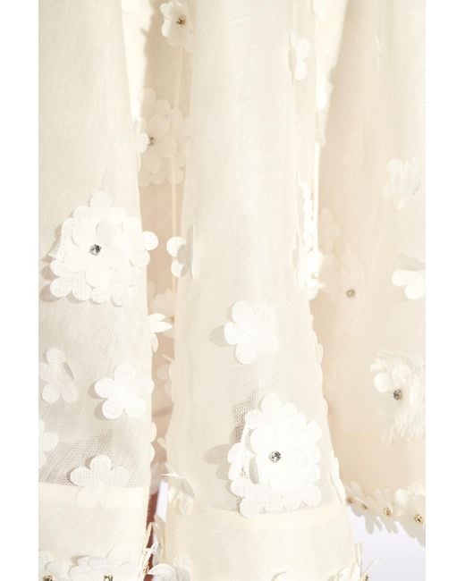 Zimmermann White Dress With Motif Of Flowers,