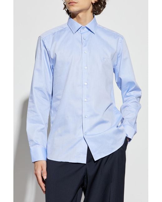 Etro Blue Shirt With Embroidered Logo for men