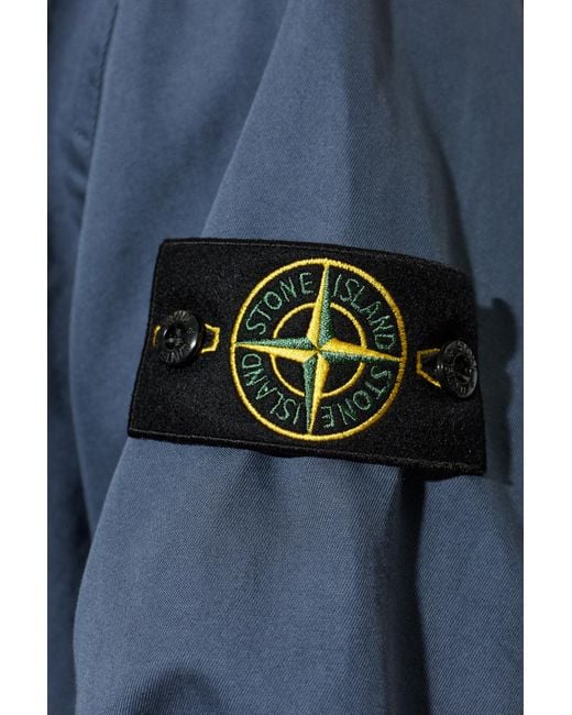 Stone Island Blue Jacket With Logo Patch for men