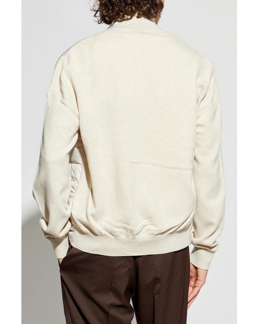 Moncler White Cardigan With Down Insert for men