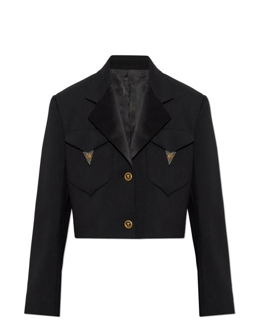 Versace Black Short Jacket With Appliqués
