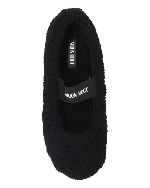 Moon Boot Black 'Mb Shearling Ballerina' Shoes