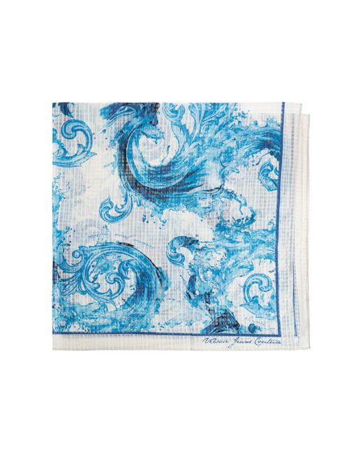 Versace Jeans Couture Blue Scarf With "Barocco" Pattern
