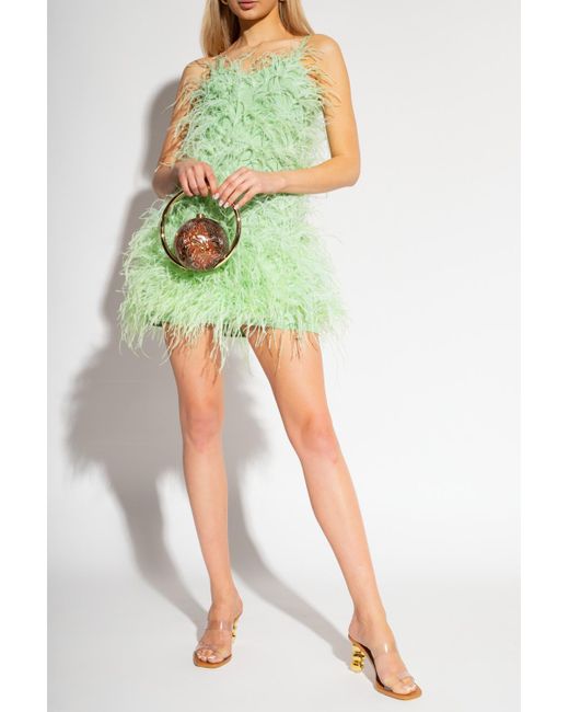 Cult Gaia Green 'zariah' Dress With Ostrich Feathers