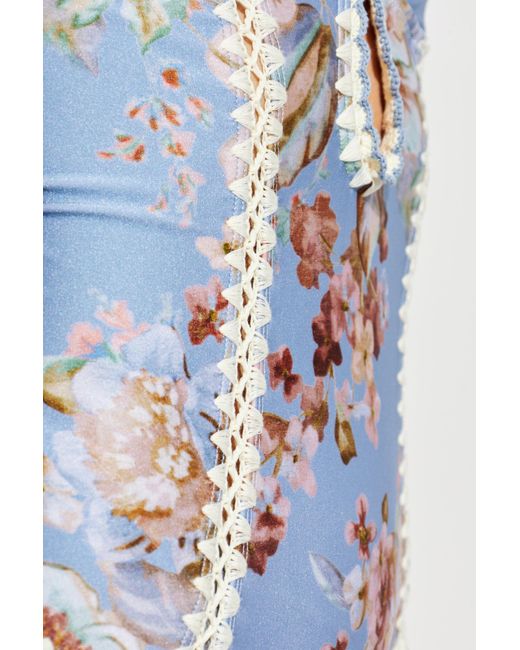 Zimmermann Blue One-Piece Swimsuit With Floral Motif