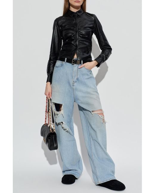 Balenciaga Black Leather Top
