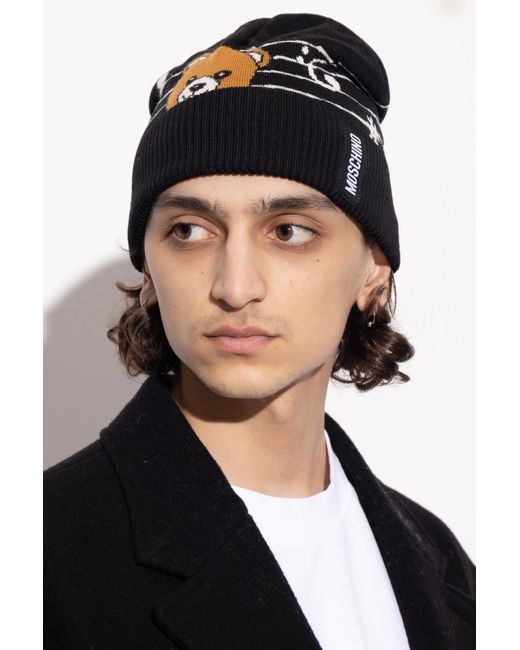 Moschino Black Cap With A Distinctive Bear Motif