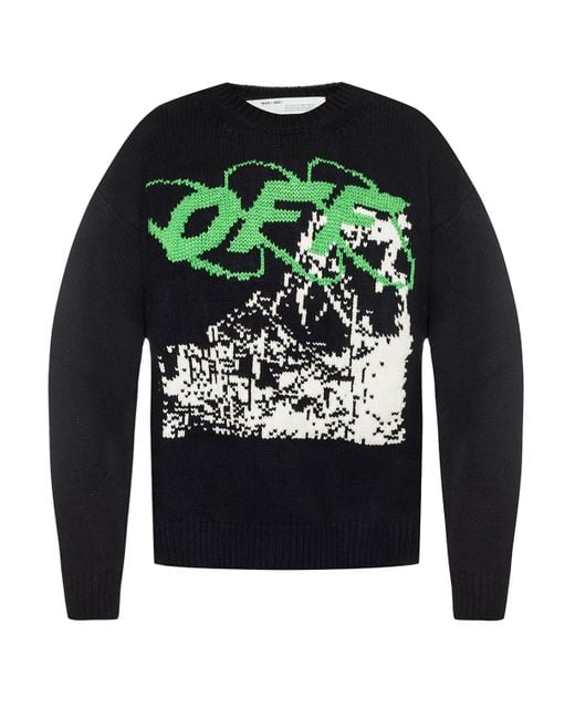 Off-White c/o Virgil Abloh Black Intarsia Wool-blend Sweater for men