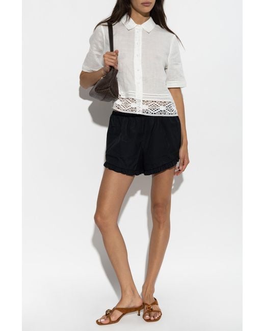 Hunza G Black 'Frill Mini' Shorts