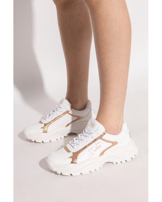 Versace Jeans Couture White Sports Shoes With Printed Logo