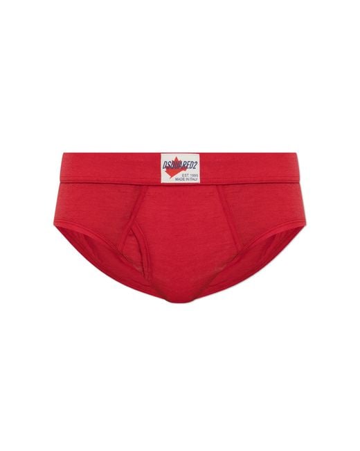DSquared² Red Wool Briefs With Logo for men