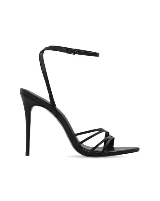 Black Suede Studio White Leather Heeled Sandals "Ella"