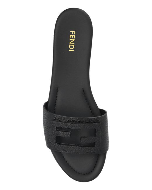 Fendi White Leather Slides