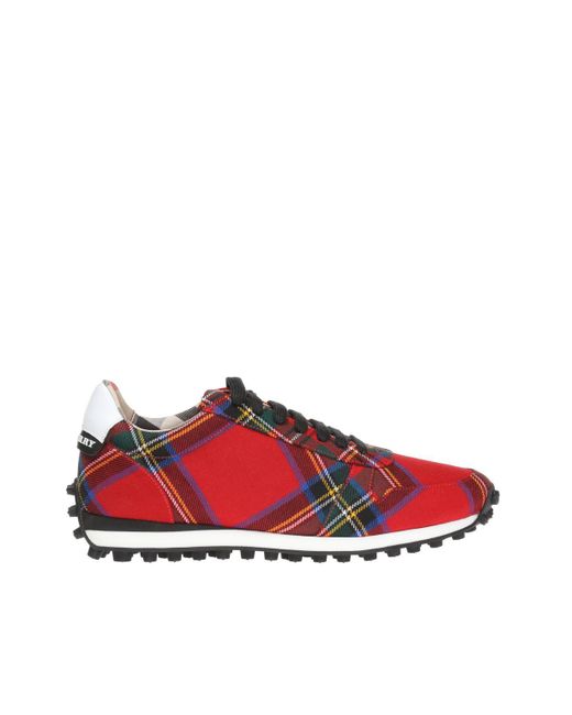 Burberry Red Tartan Wool Sneakers