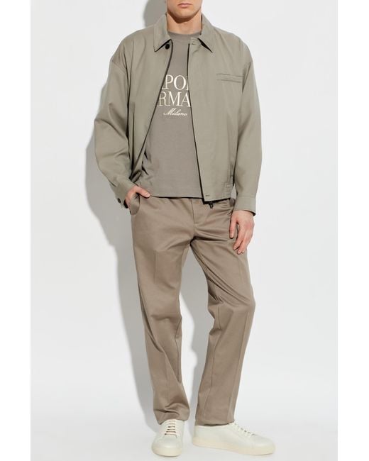 Emporio Armani Natural Cotton Trousers With Tapered Legs for men