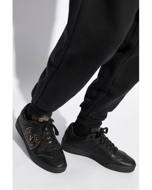 Versace Black Sports Shoes With Logo for men