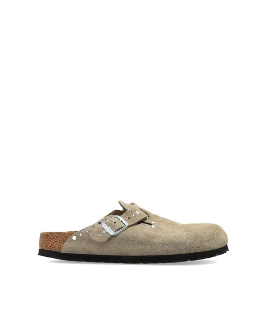 Birkenstock White Boston Riviet Border' Slides
