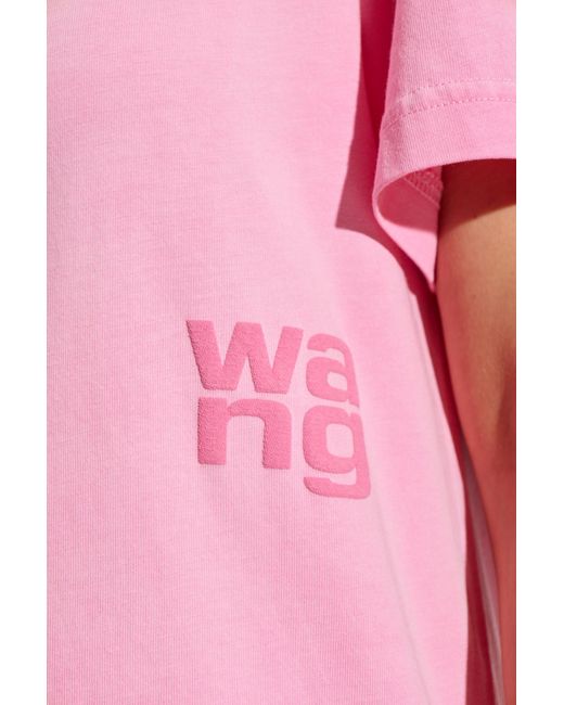 T By Alexander Wang Pink T-Shirt With Printed Logo