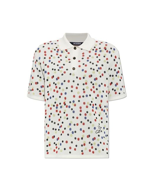 Jacquemus White Patterned Polo 'Confettis' for men
