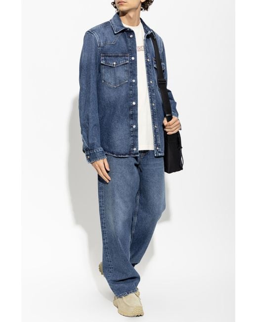 Moncler Blue Jeans With Logo Patch for men