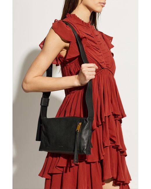 AllSaints Black Leather Shoulder Bag 'Alba'
