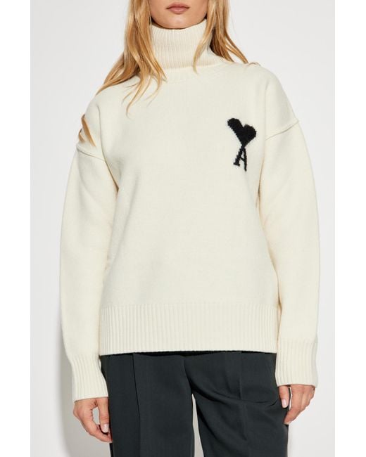 AMI White Wool Turtleneck