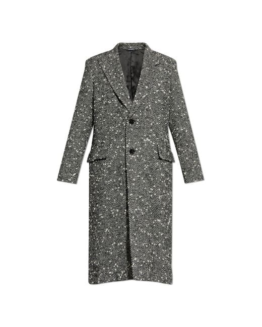 Dolce & Gabbana Gray Herringbone Pattern Coat for men