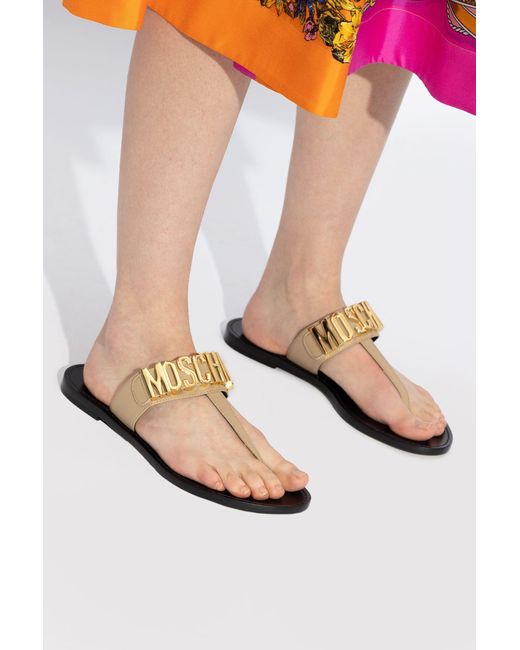 Moschino Natural Flip-flops With Logo,