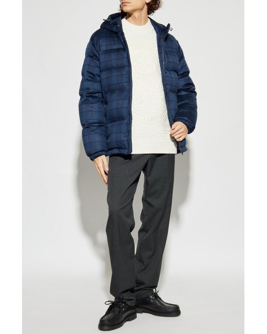 Etro Blue Down Jacket With Hood for men
