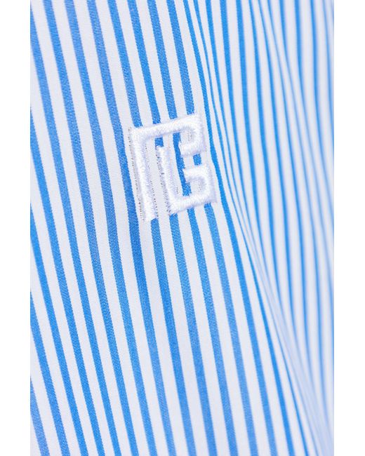 Balmain Blue Striped Pattern Shirt for men