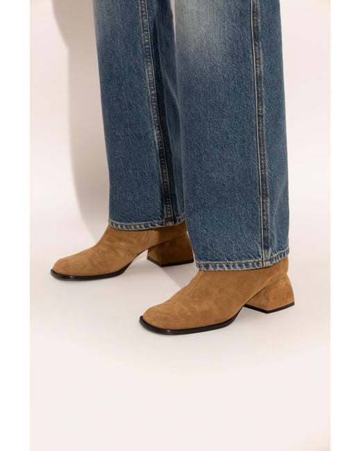 NODALETO Brown Suede Heeled Ankle Boots