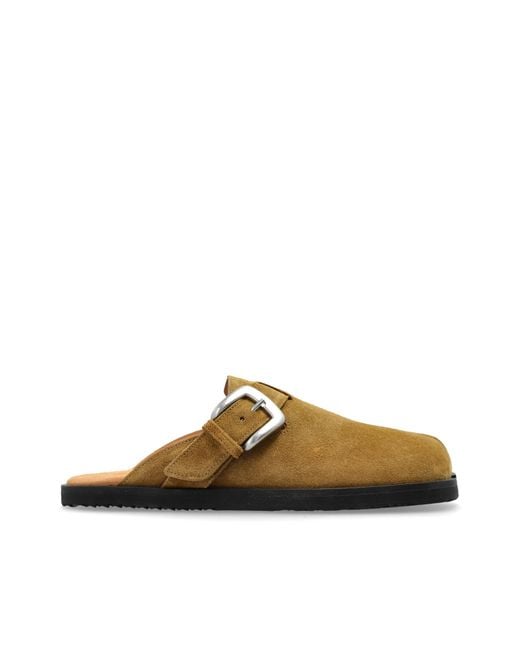 Maison Margiela Brown Suede 'Tabi' Cut-Out Slides